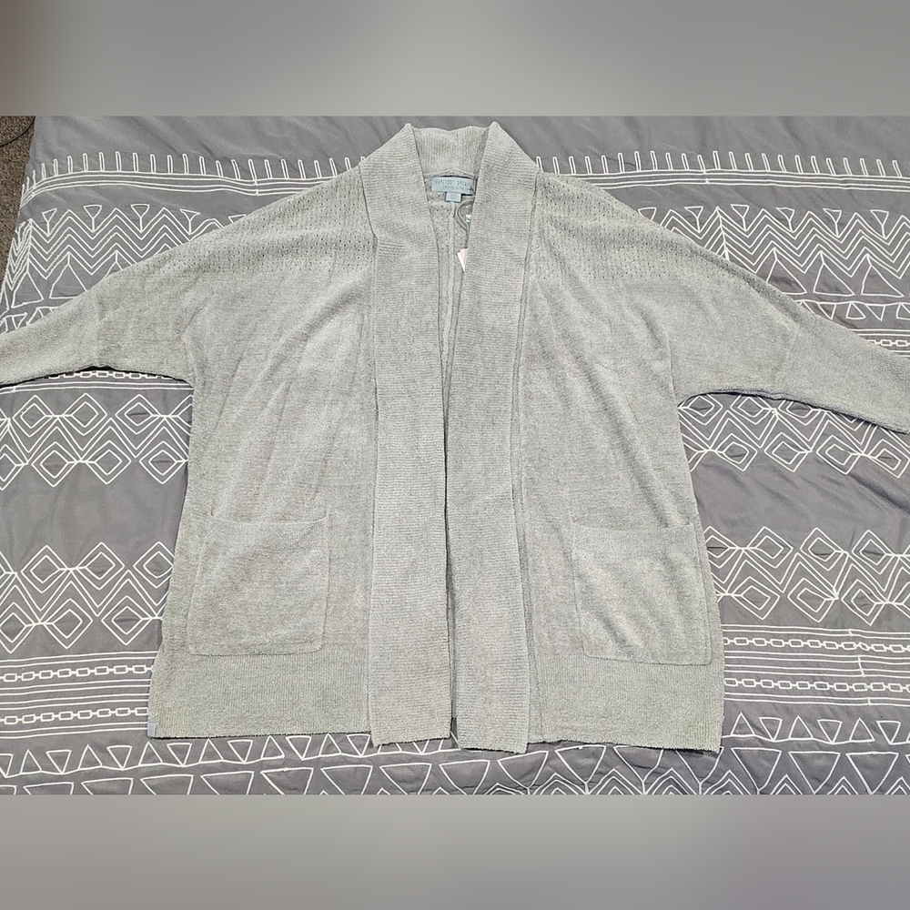 Barefoot Dreams Cozychic Ultra Lite Knit Cardigan Size S/M In Light Grey
